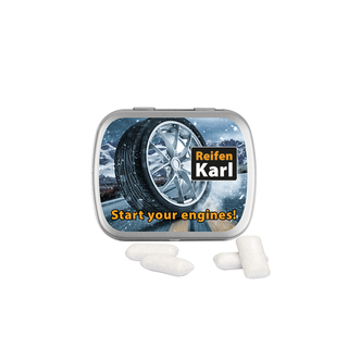 Klappdose, matt-silber, KoRo Menthol Kaugummi