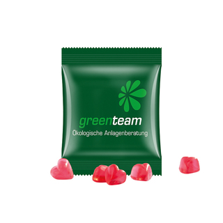 Minitüte,10 g, kompostierbare Folie weiß, Trolli Fruchtgummi Herz rot