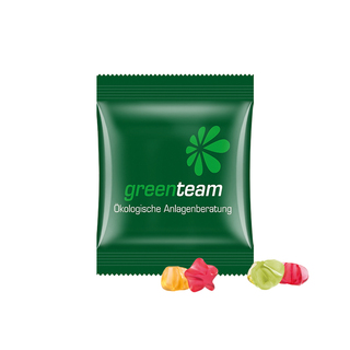Minitüte,10 g, kompostierbare Folie weiß, Trolli Fruchtgummi Sterne