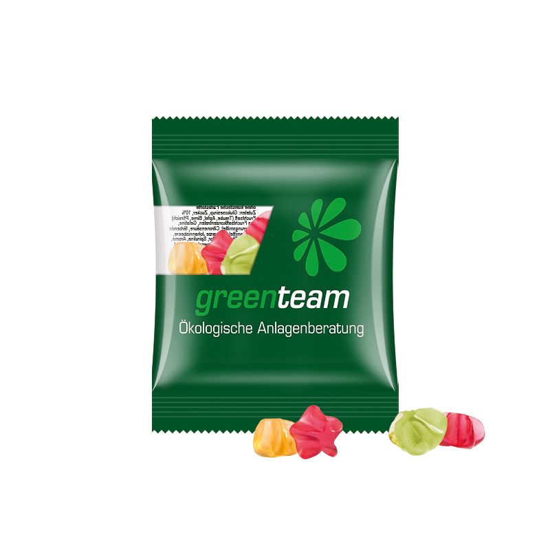 Minitüte,10 g, kompostierbare Folie transparent, Trolli Fruchtgummi Sterne