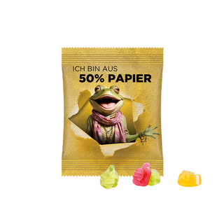 Minitüte, 10 g, Papierfolie weiß, Trolli Fruchtgummi Daumen