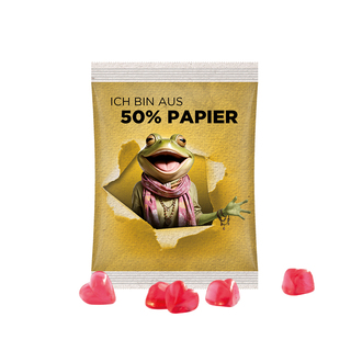 Maxitüte, Folie mit ca. 50% Papieranteil, weiß, Trolli Fruchtgummi Herz, rot