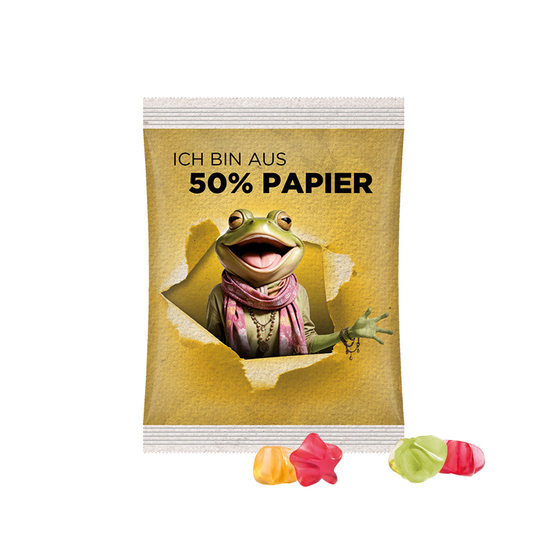 Maxitüte, Folie mit ca. 50% Papieranteil, weiß, Trolli Fruchtgummi Sterne