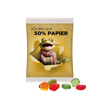Maxitüte, Folie mit ca. 50% Papieranteil, weiß, Trolli Fruchtgummi Haus