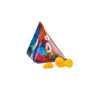 Fruchtgummi Tetraeder, Folie weiß, Trolli Vitamin Fruchtgummi