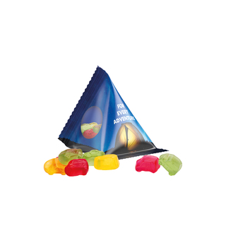 Fruchtgummi Tetraeder, Folie transparent, Trolli Fruchtgummi Auto-Mischung