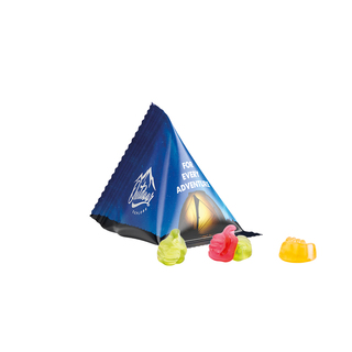 Fruchtgummi Tetraeder, Folie weiß, Trolli Fruchtgummi Daumen