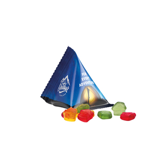 Fruchtgummi Tetraeder, Folie weiß, Trolli Fruchtgummi Haus