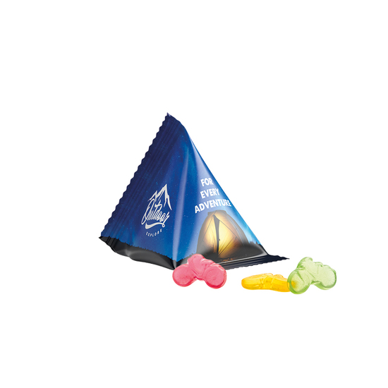 Fruchtgummi Tetraeder, Folie weiß, Trolli Fruchtgummi Fahrrad