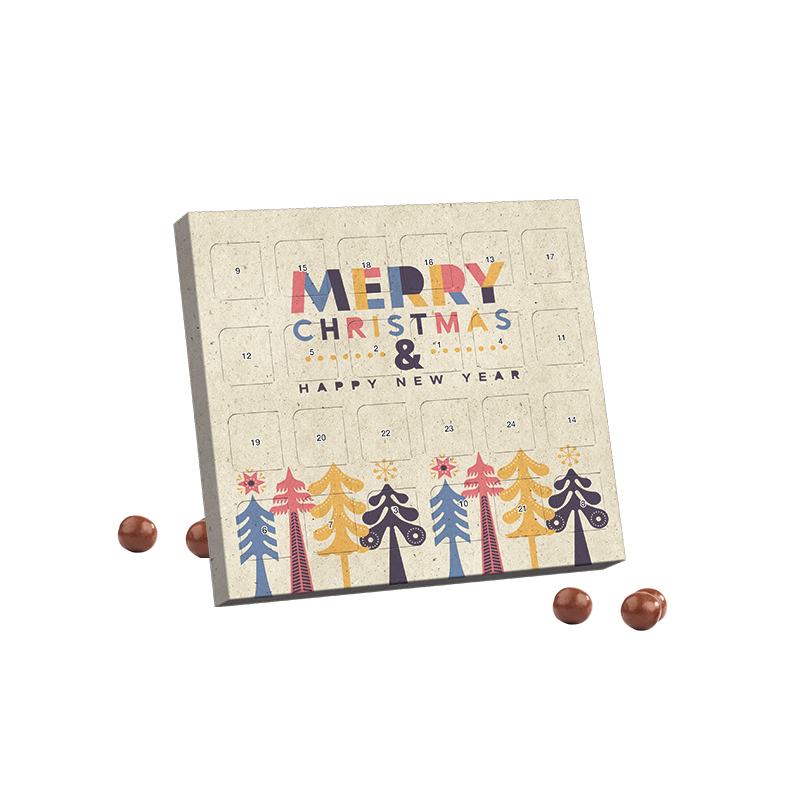 XS Adventskalender, Graspapier, Brandt Knusperkugeln Vollmilch
