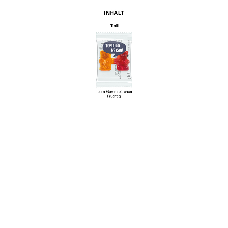 Werbekarte Visitenkartenformat, Team Gummibärchen, Standardgestaltung