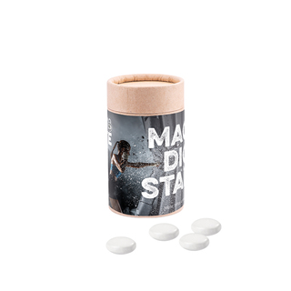 Papierdose Eco Midi mit Mentos Kaudragee Mint