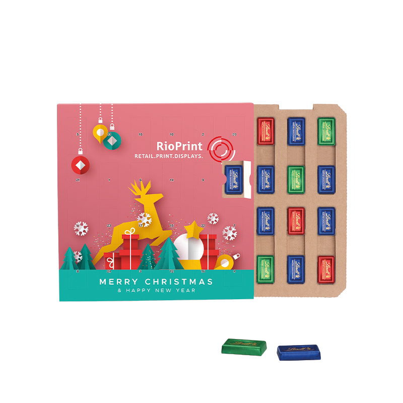 Täfelchen Adventskalender ECO, Papier Inlay, Lindt Schokotäfelchen