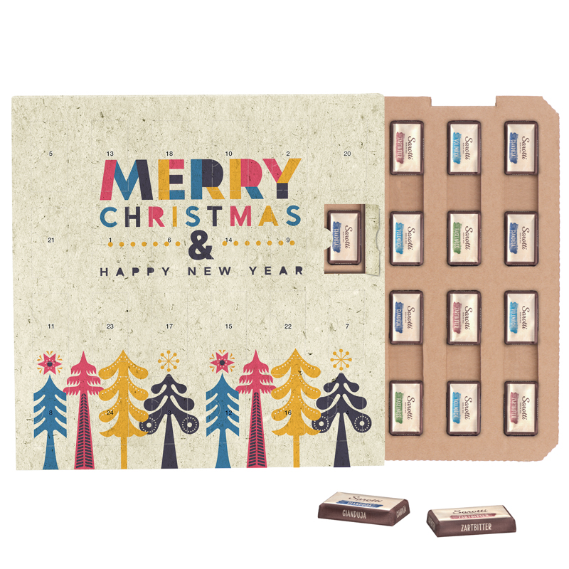 Täfelchen Adventskalender ECO, Graspapier, Papierblister, Sarotti Schokotäfelchen