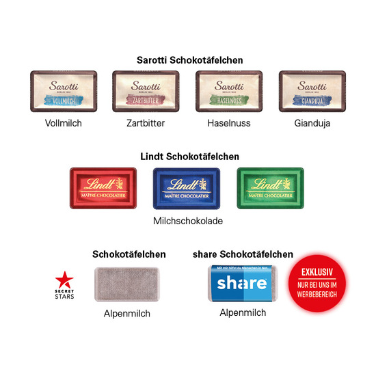 Täfelchen Adventskalender Trikot ECO, Papierblister, Lindt Schokotäfelchen