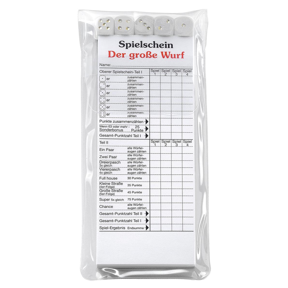 Würfelspiel "Der große Wurf" im Etui