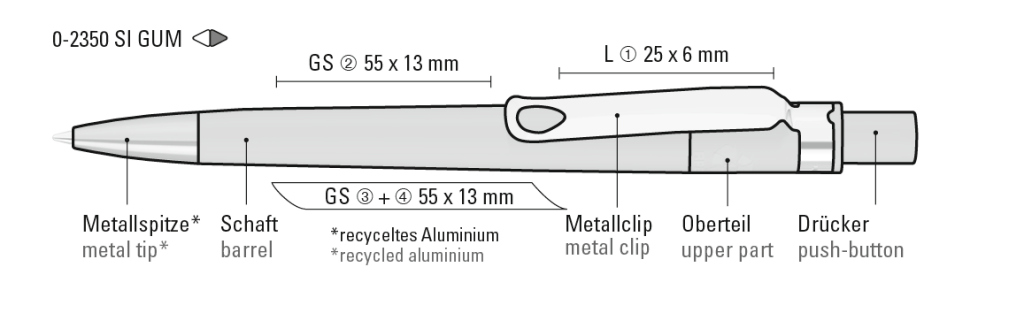 RECYCLED PET PEN CORE SI GUM