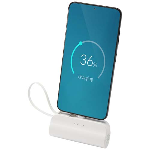 Alnair 10 W 5000 mAh Typ C Powerbank aus recyceltem Kunststoff mit integriertem Klappständer und 2 in 1 Kabel