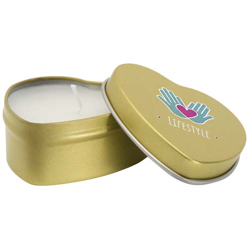 Blissful Herzförmige Zinnkerze mit Vanille Duft