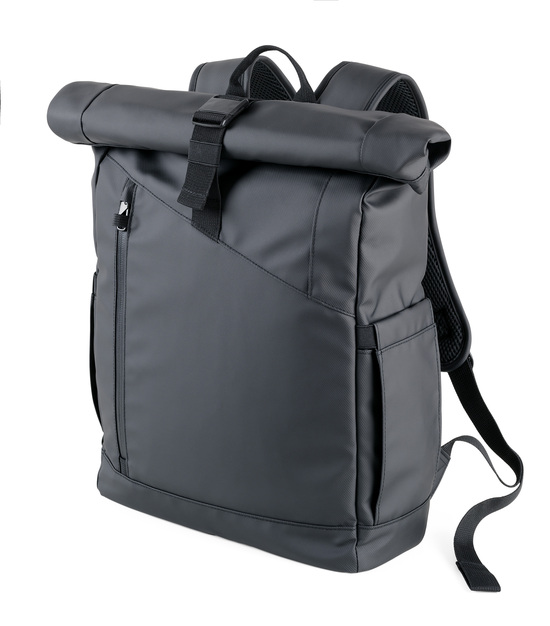 TROIKA Roll Top Rucksack TROIKA BLACK ROLL TOP