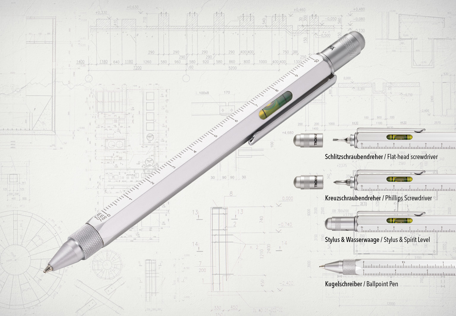 TROIKA Multitasking-Kugelschreiber CONSTRUCTION
