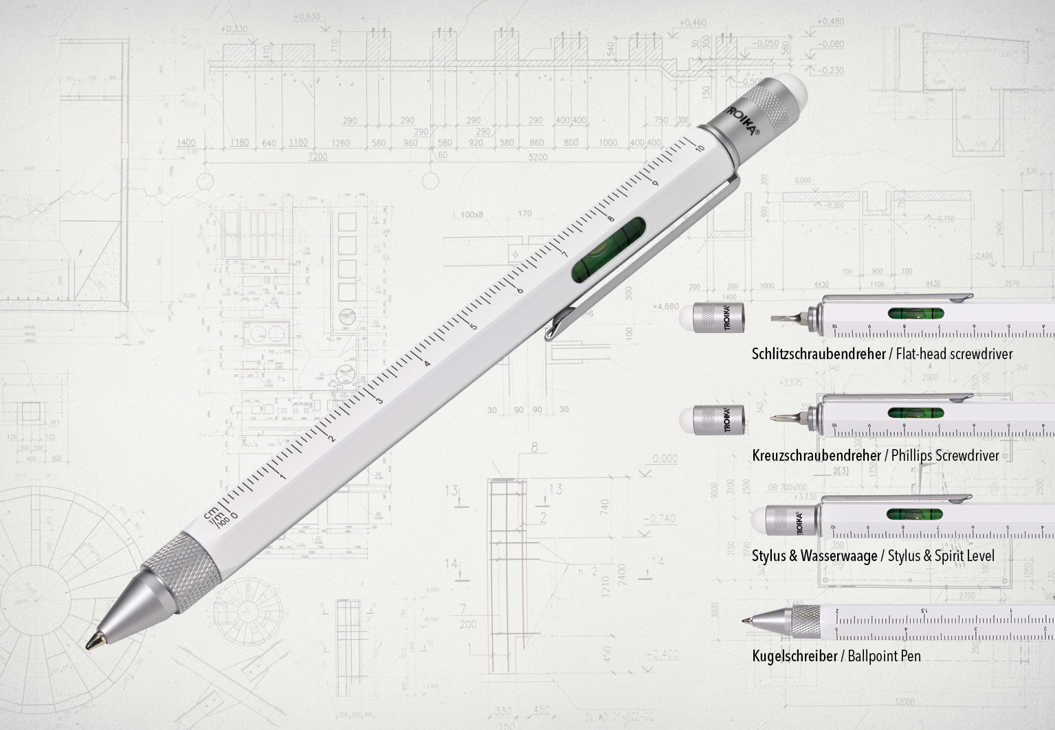 TROIKA Multitasking-Kugelschreiber CONSTRUCTION