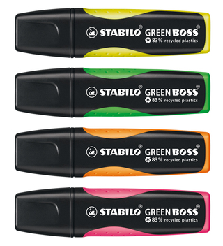 STABILO GREEN BOSS 4er Karton-Etui Leuchtmarkierer