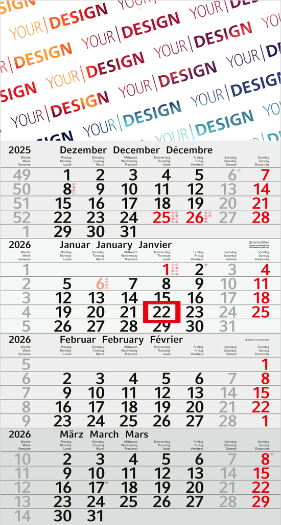 4-Monatskalender Budget 4 Recycling (Einblatt)