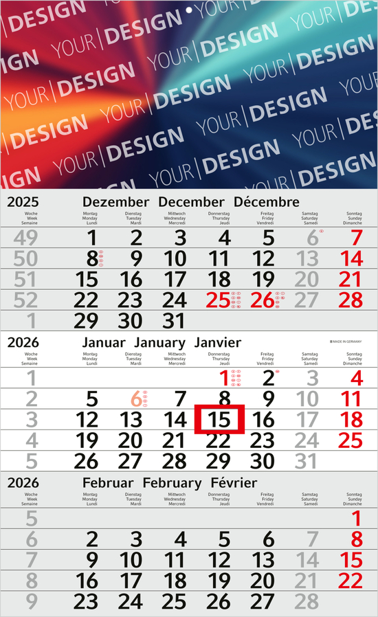 3-Monatskalender Budget 3 Bestseller (Einblatt)