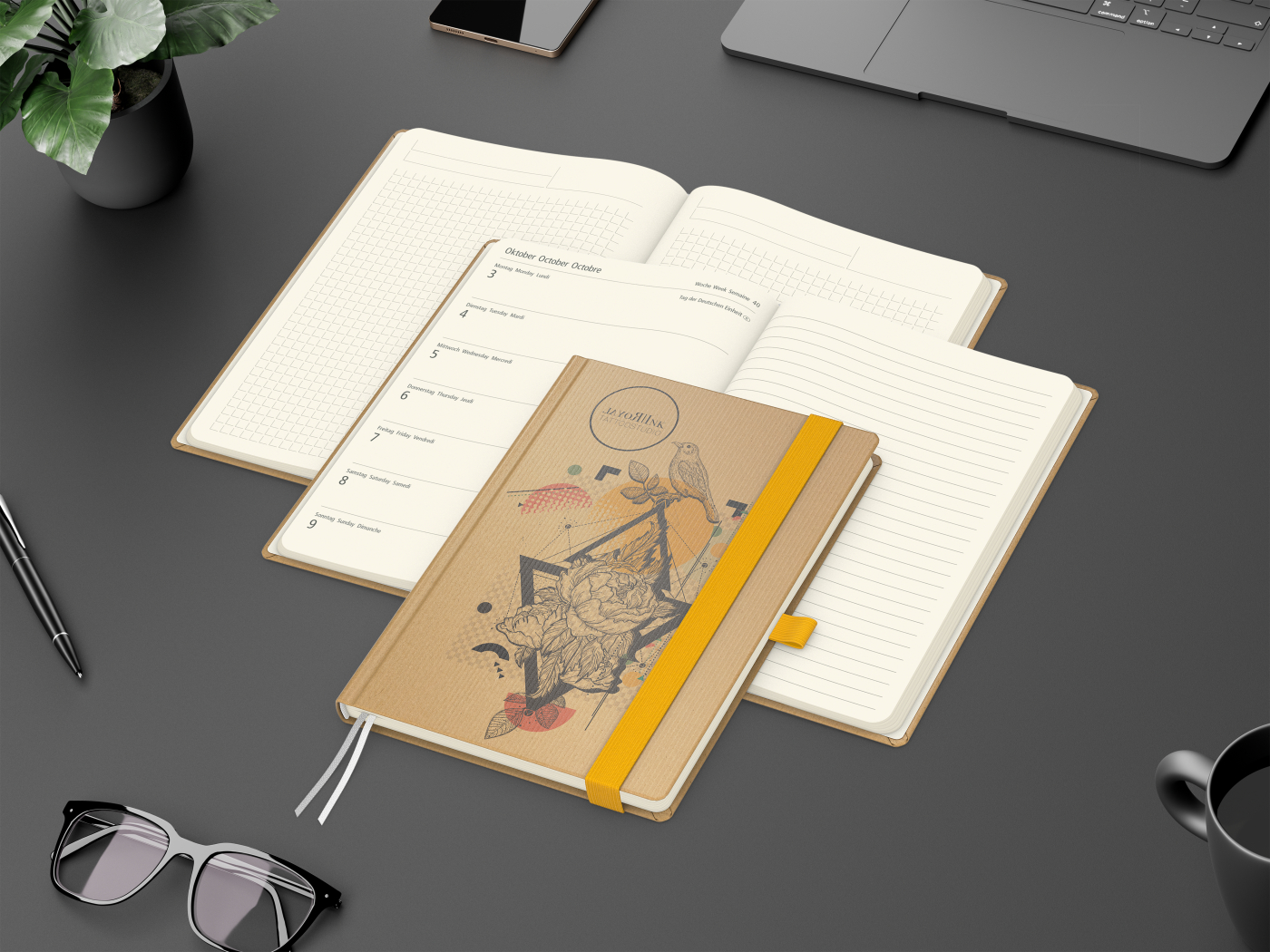 Wochenplaner Match-Hybrid Creme A5 Natura Bestseller