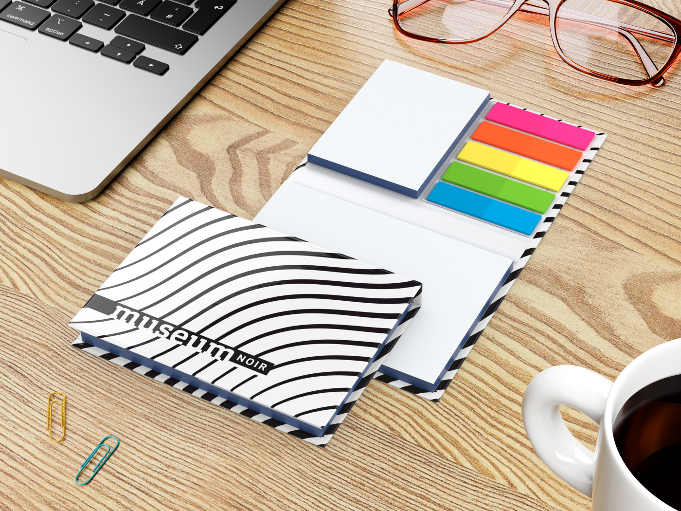 Haftnotiz-Set Budapest Bookcover White Bestseller, gloss-individuell, Farbschnitt blau