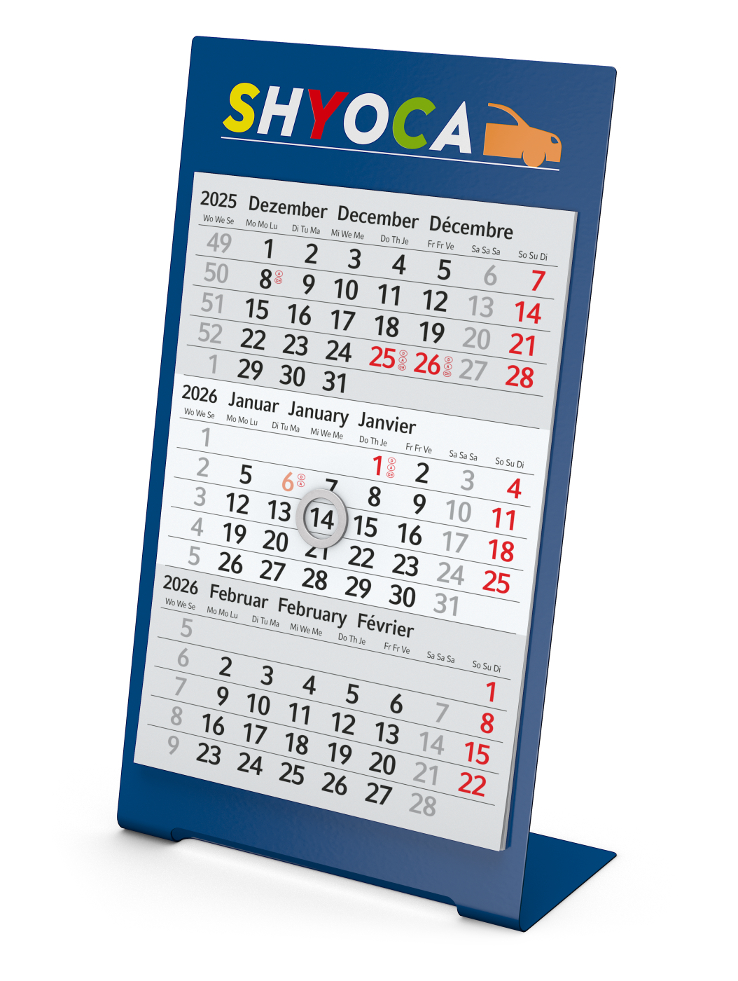 Tischkalender Desktop 3 Color Bestseller, 2 Jahre, blau