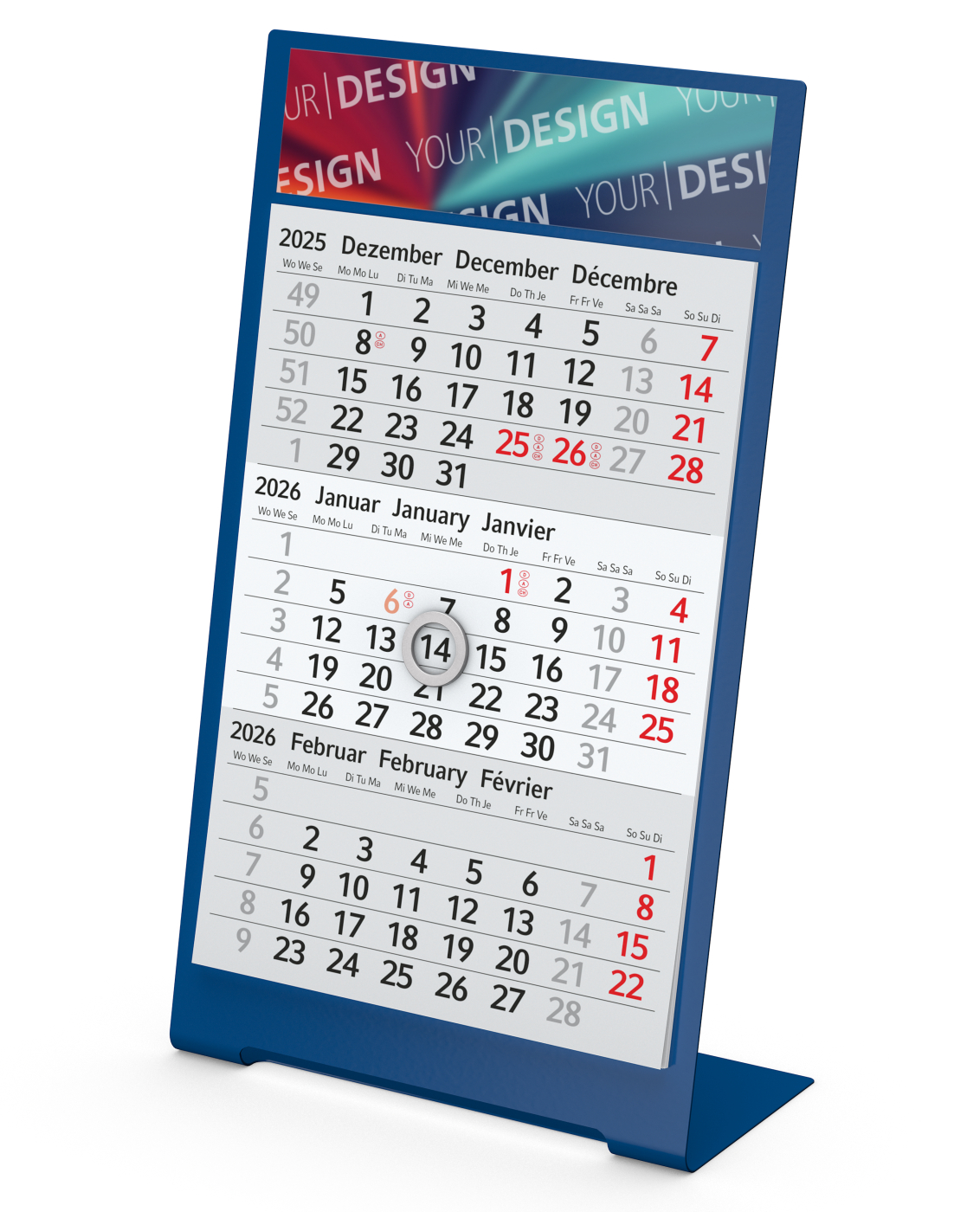 Tischkalender Desktop 3 Color Bestseller, 2 Jahre, blau