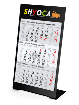 Tischkalender Desktop 3 Color Bestseller, 2 Jahre, schwarz