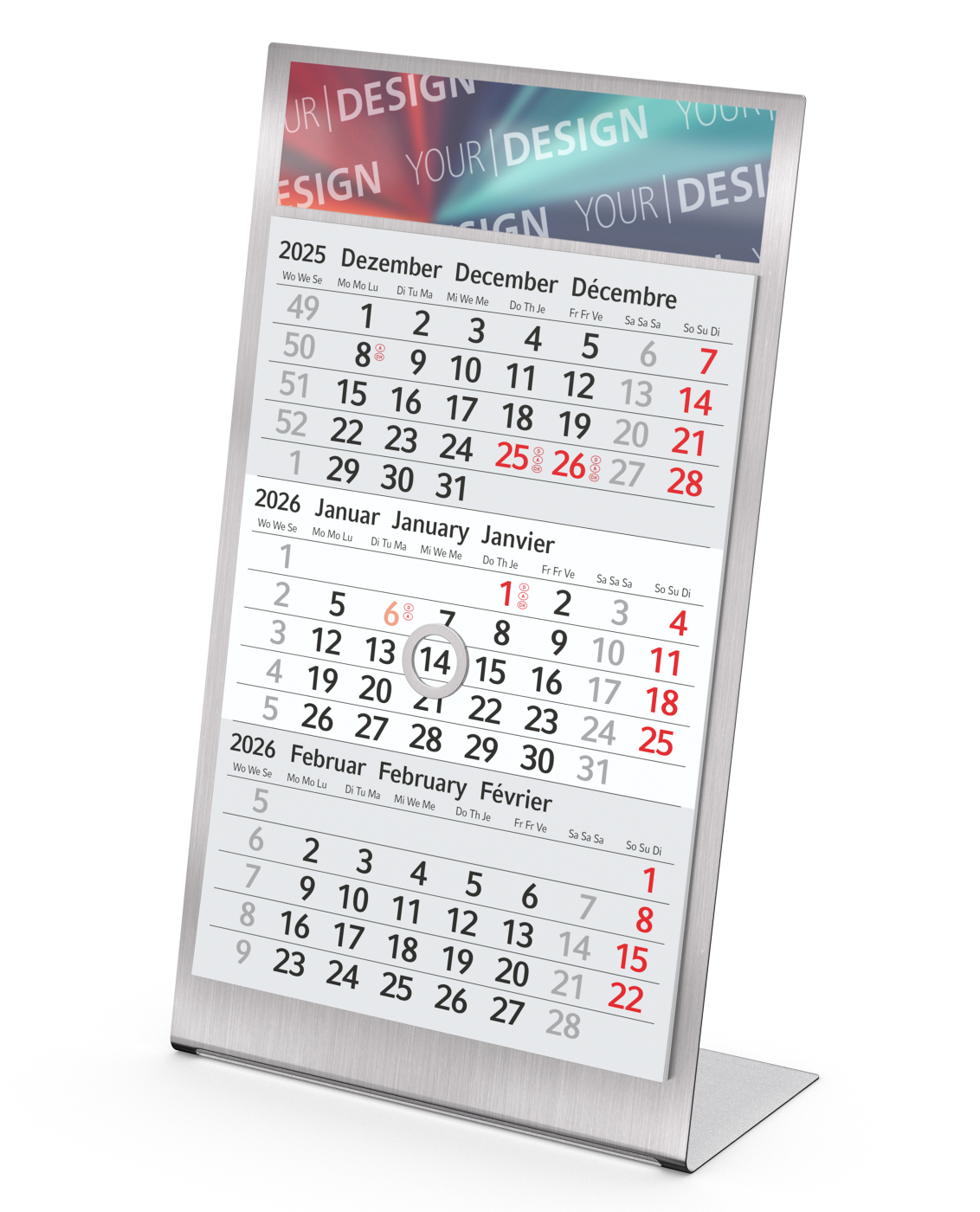 Tischkalender Desktop 3, 2-Jahres-Kalendarium Steel Bestseller