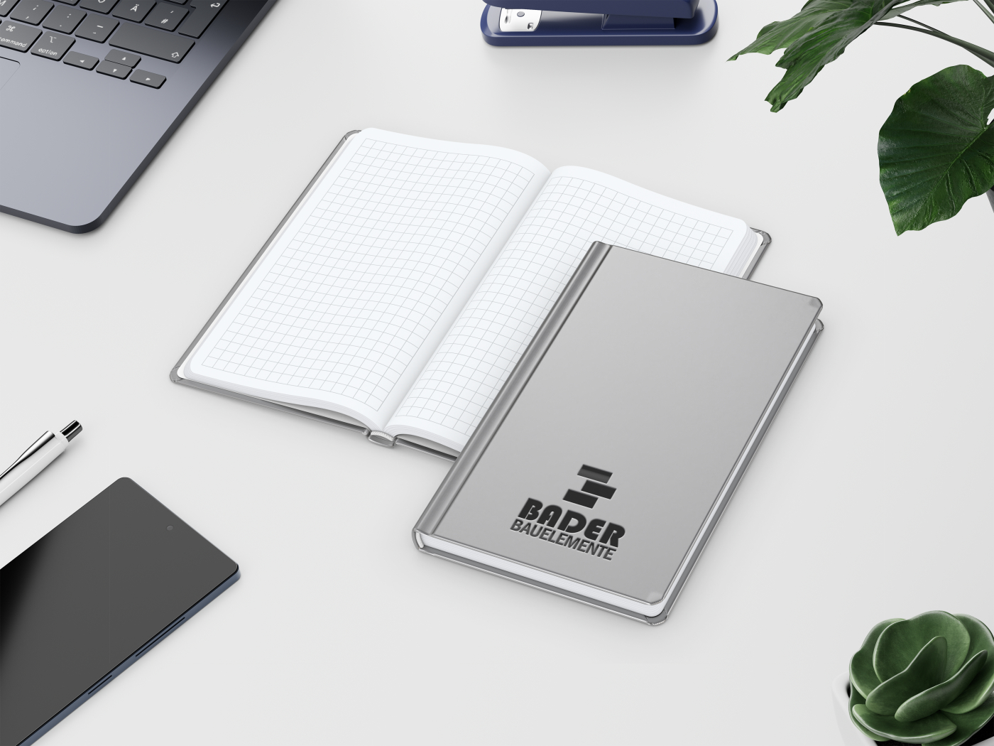 Notizbuch Easy-Book Basic Bestseller, Pocket, silber inkl. Prägung schwarz-glänzend