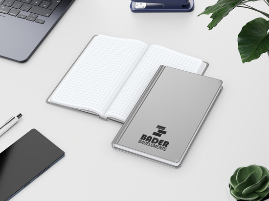 Notizbuch Easy-Book Basic Bestseller, Pocket, silber inkl. Prägung schwarz-glänzend