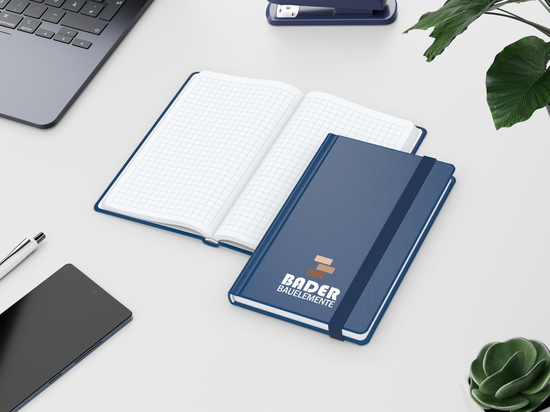 Notizbuch Easy-Book Comfort Bestseller, Pocket, dunkelblau inkl. Siebdruck-Digital