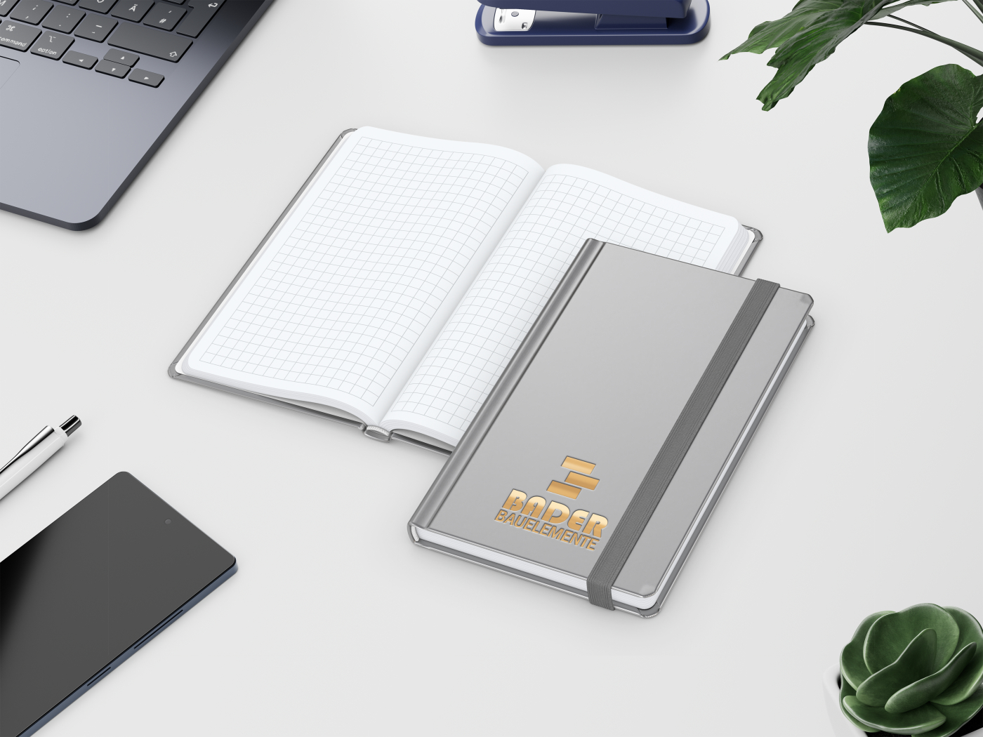 Notizbuch Easy-Book Comfort Bestseller, Pocket, silber inkl. Goldprägung