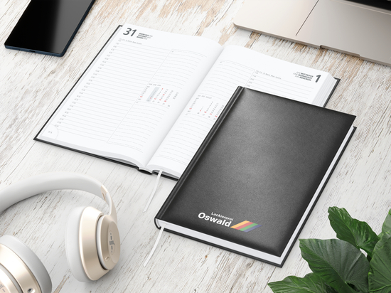 Buchkalender Image Bestseller inkl. Siebdruck-Digital, schwarz