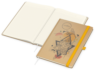 Notizbuch Match-Book Creme Bestseller, A4, Natura, braun-individuell, gelb