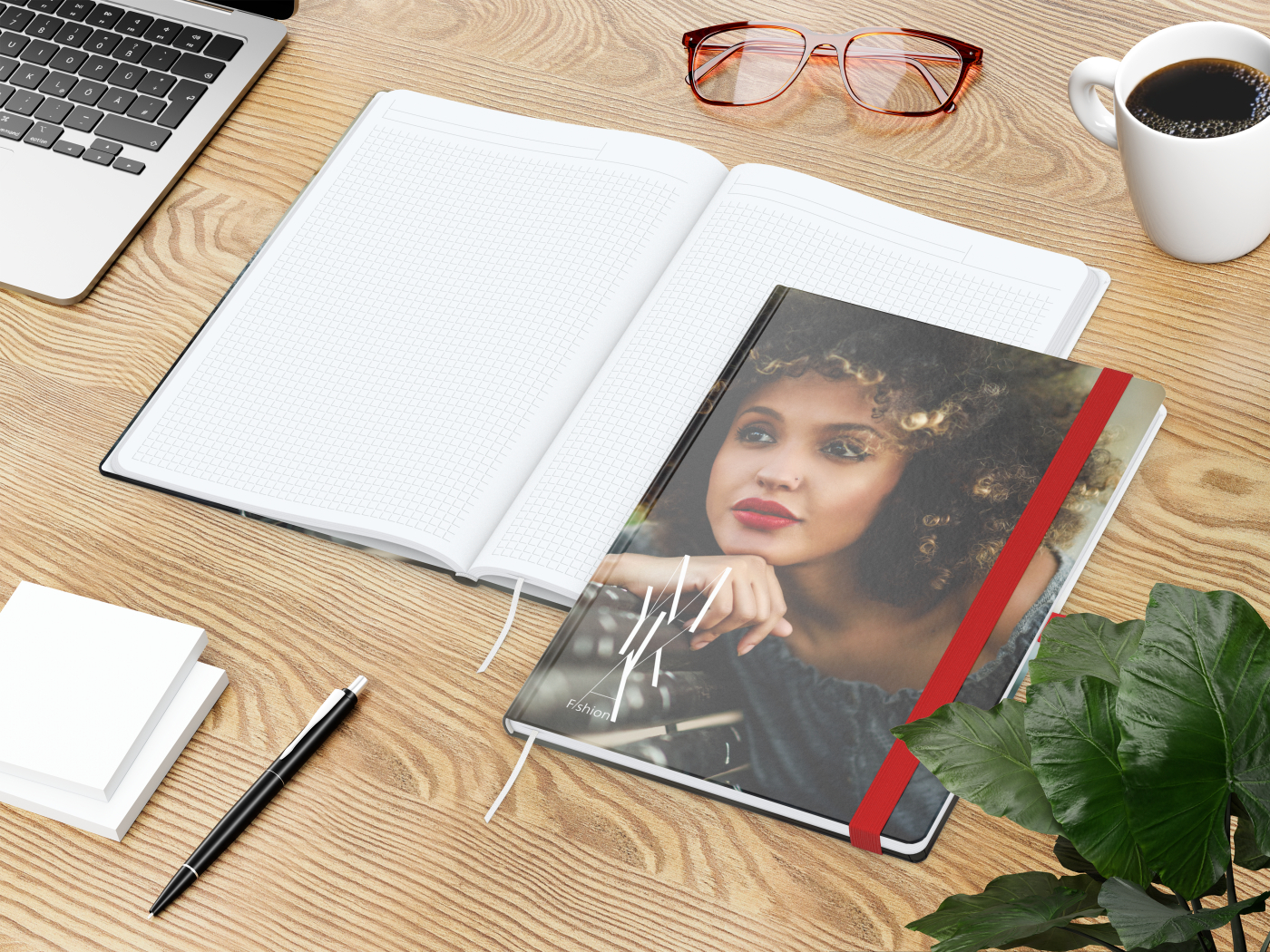 Notizbuch Match-Book White Bestseller, A4, Cover-Star, gloss-individuell, rot