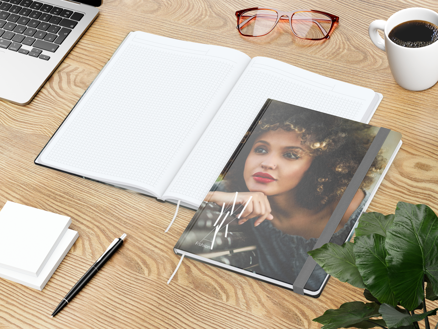 Notizbuch Match-Book White Bestseller, A4, Cover-Star, gloss-individuell, silbergrau