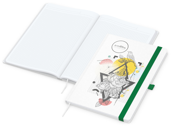 Notizbuch Match-Book White Bestseller, A4, Natura, individuell, grün