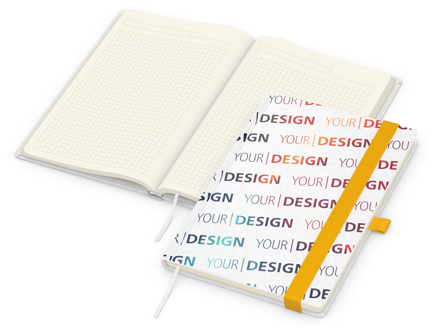 Notizbuch Match-Book Creme Bestseller, A5, Natura, individuell, gelb