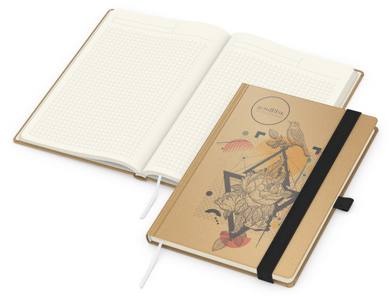 Notizbuch Match-Book Creme Bestseller, A5, Natura, braun-individuell, schwarz