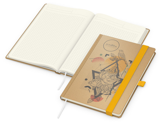 Notizbuch Match-Book Creme Bestseller, A5, Natura, braun-individuell, gelb