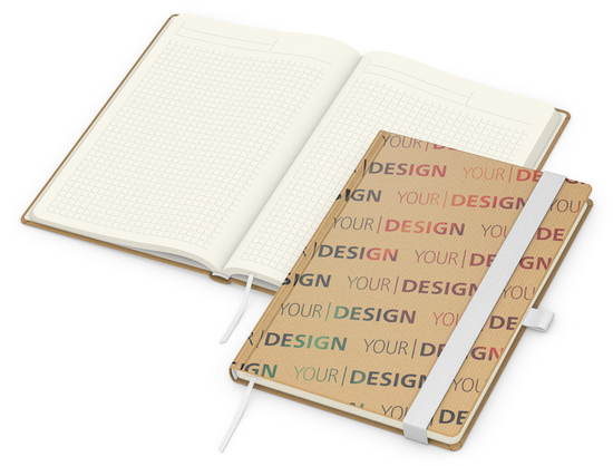 Notizbuch Match-Book Creme Bestseller, A5, Natura, braun-individuell, weiß