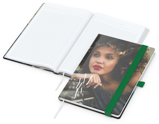 Notizbuch Match-Book White Bestseller, A5, Cover-Star, matt-individuell, grün