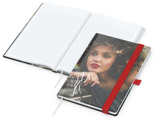 Notizbuch Match-Book White Bestseller, A5, Cover-Star, matt-individuell, rot